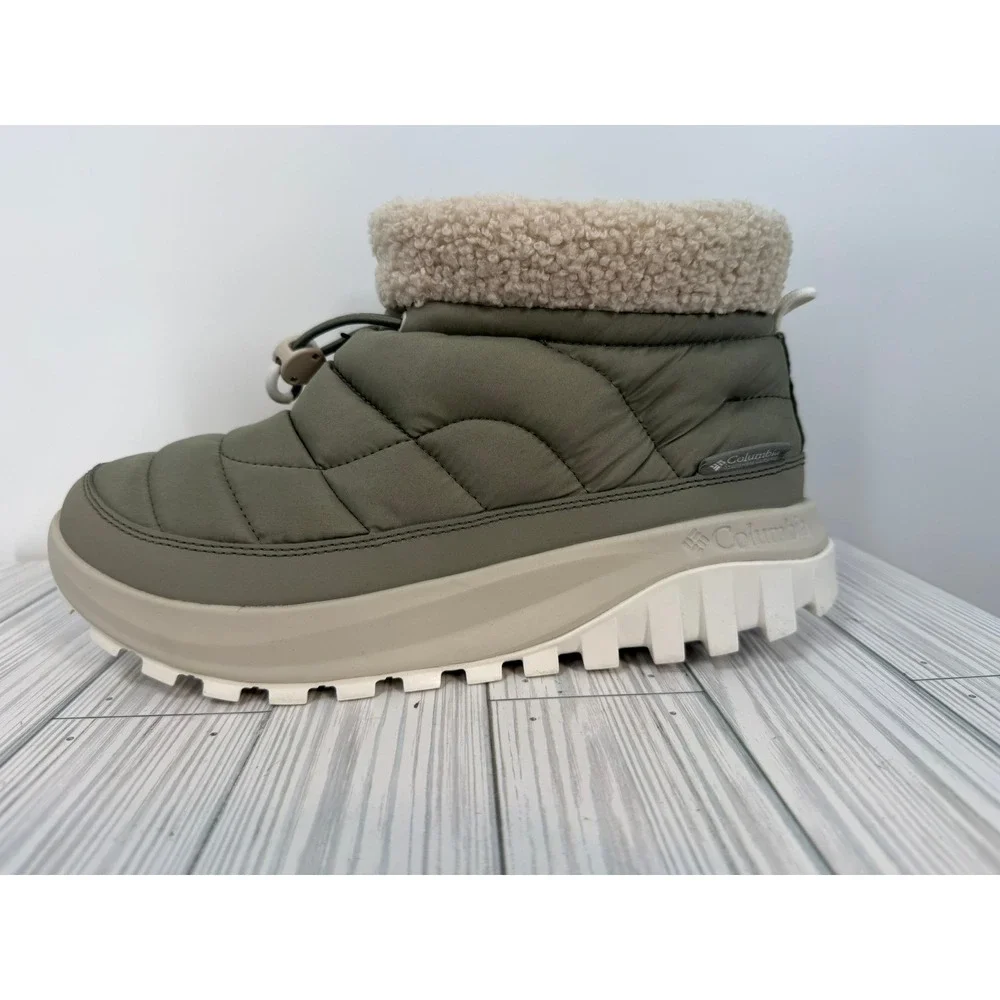 Columbia Snowtrot Shorty Sage Green Quilted Puffer Snow Boots Women's 10